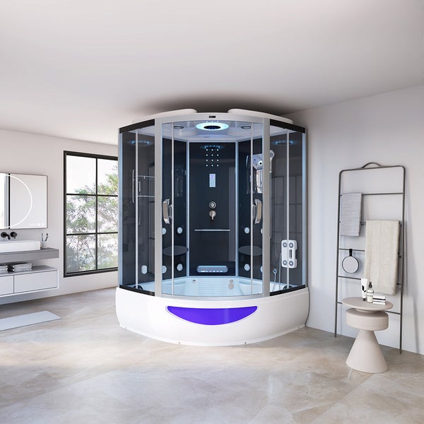 Home Deluxe - Dampfdusche EXCLUSIVE - Schwarz, Maße: 150 x 150 x 220 cm - inkl. Radio, Regendusche und komplettem Zubehör I Dampfsauna, Badewanne, Whirlpool, Dusche