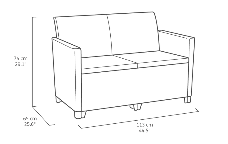Keter Marie Essential Loungeset + Orlando Tisch - 4 Personen - Anthrazit