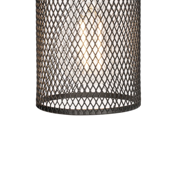 Detailaufnahme einer Lampe mit Metallgitter