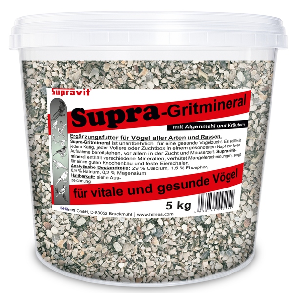Supravit Supra-Gritmineral für Vögel, 5 kg, im transparenten Eimer