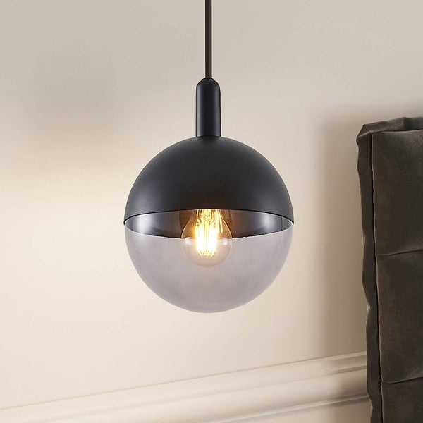 Lucande Pendelleuchte Dustian (Design, Modern) in Schwarz aus Glas (1 flammig E27) - Design-Hängeleuchte Esstischlampe Hängelampe Hängeleuchte Wohnzimmerleuchte