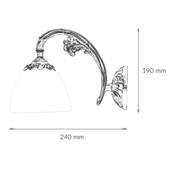 Wandleuchte mit den Massen 190 mm mal 240 mm.