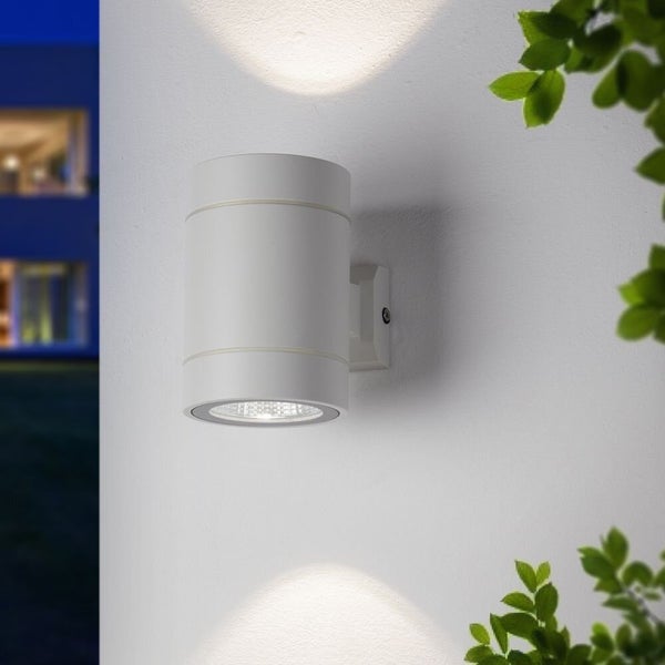 famlights | LED Außenwandleuchte Tristan aus Aluminium in Weiß-matt Up- & Downlight