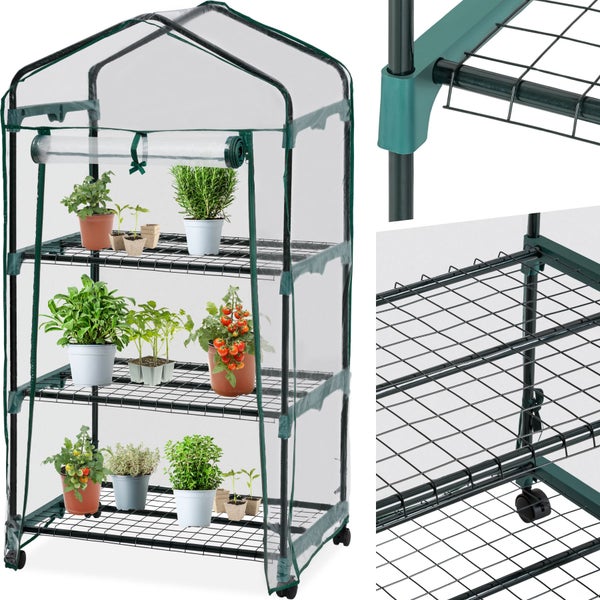 Foliengewächshaus tectake  0,36 m³, auf Rollen 69 x 49 x 133 cm