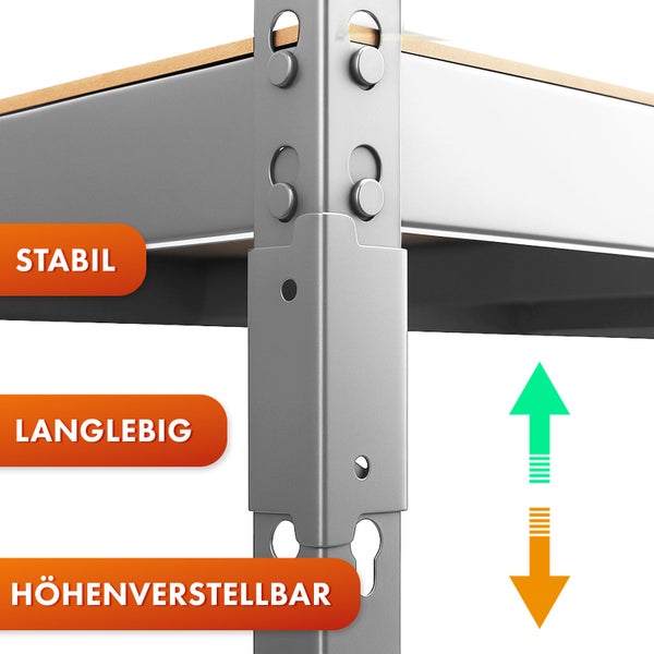 FLOORDIREKT Schwerlastregal Rhino - bis 1050 kg - Pulverbeschichtet - 180 x 90 x 45 cm Verzinkt