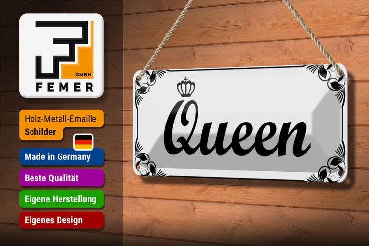 Blechschild Spruch 27x10cm Queen mit Krone Dekoration