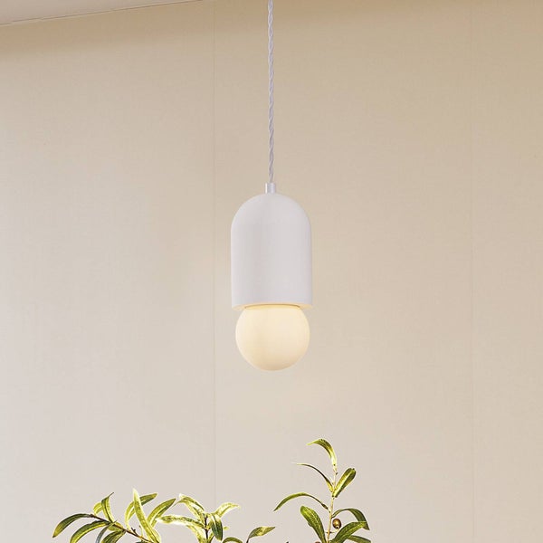 Lindby Pendelleuchte Nielson (Modern) in Weiß aus Gips/Ton (1 flammig, E27) - Deckenlampe Esstischlampe Hängelampe Hängeleuchte Wohnzimmerleuchte