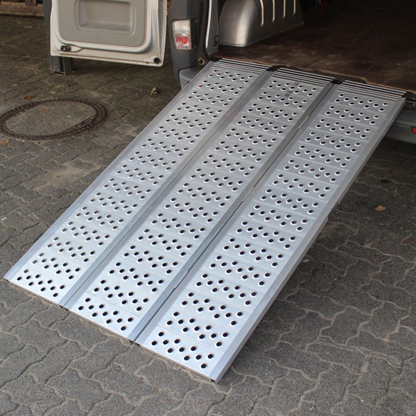DREIBREIT by TRUTZHOLM 2-fach Auffahrrampe klappbar 175 cm 1020 kg Alu grau gelocht Verladerampe