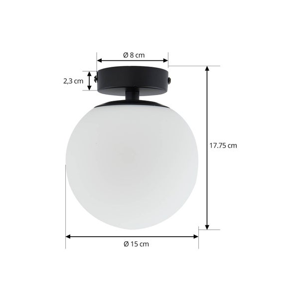 Lucande Deckenlampe Bidolo (spritzwassergeschützt in Schwarz aus Metall (1 flammig, E14) - Bad Deckenleuchte Lampe Badezimmerleuchte