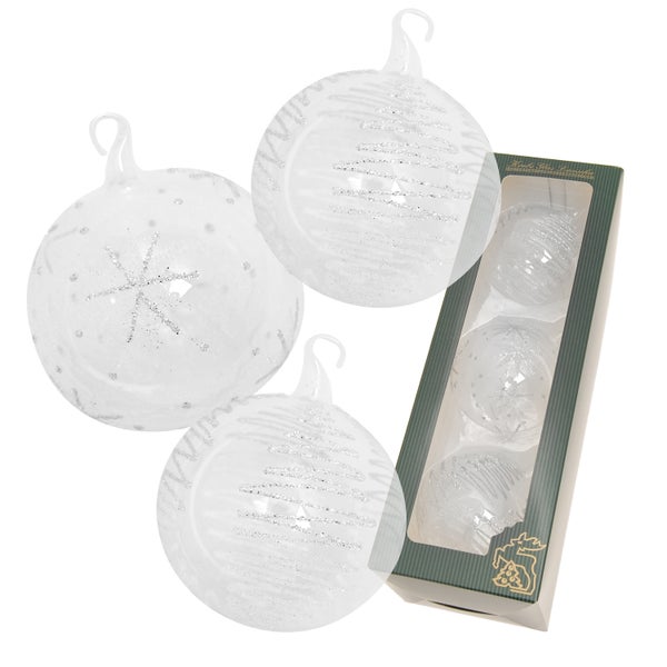 Kristall 8cm Glaskugelsortiment mit Glasöse, mundgeblasen, handbemalt, 3 Stck., Weihnachtsbaumkugeln, Christbaumschmuck, Weihnachtsbaumanhänger