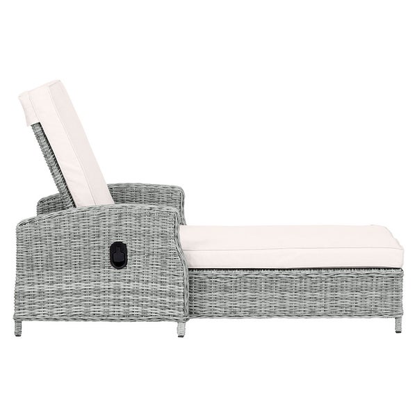 Vinga Sonnenliege Polyrattan mit Kissen natur, sandfarben. 87 X 206 X 94 cm