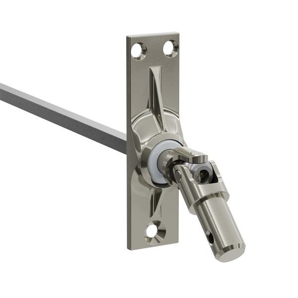 Geiger Gelenklager 45°- G026 | Grundplatte 22 x 85 mm | Kurbelzapfen 11,9 mm | 6 mm Vierkant - Länge 300 mm