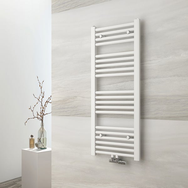 EMKE Badheizkörper Handtuchtrockner Handtuchwärmer 40x100cm, 382 Watt Weiß Bad-Heizkörper Mittelanschluss