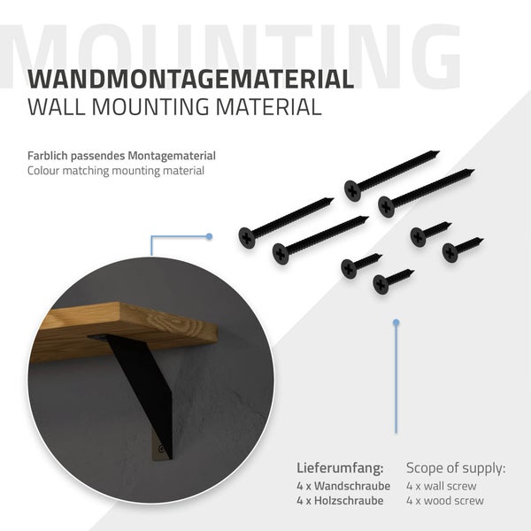 ML-Design 8 Stück Regalhalterung 15 cm, Schwarz, Metall, Dreieckige Regalhalterungen, Schwebende Regalwinkel, Wandmontage, 90° Wandhalterung, Regalträger Wandregal Wandkonsole Hängeregal Regalstütze