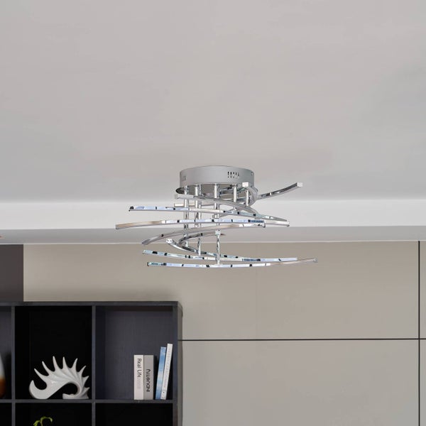 Lindby LED Deckenleuchte Flakira dimmbar (Modern) in Chrom aus Aluminium (1 flammig, ) - Lampe Deckenlampe Wohnzimmerleuchte