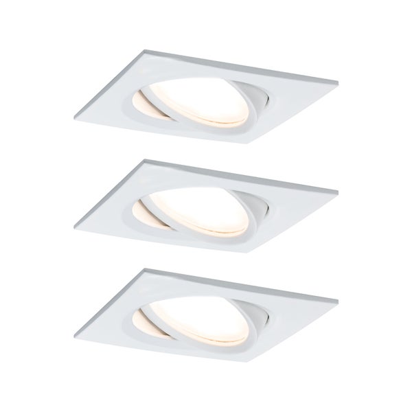 LED Einbauleuchte Nova Plus Coin Basisset schwenkbar eckig 84x84mm 50° Coin 3x6W 3x470lm 230V dimmbar 2700K Weiß matt