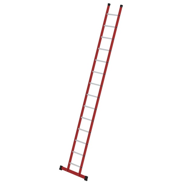 Anlegeleiter aus Metall mit Standtraverse und Sprossen