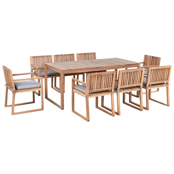Gartenmöbel Set 8-Sitzer SASSARI PREMIUM inkl. Kissen zertifiziertes Akazienholz Grau