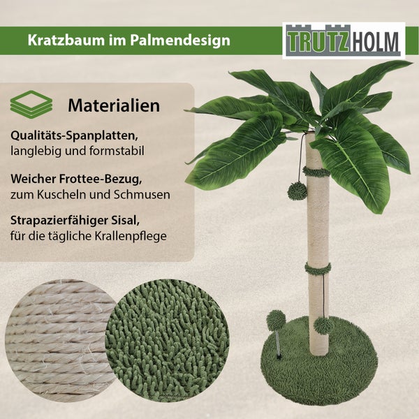 Katzenkratzbaum im Palmendesign mit Sisalstamm und Spielzeug von TrutzHolm