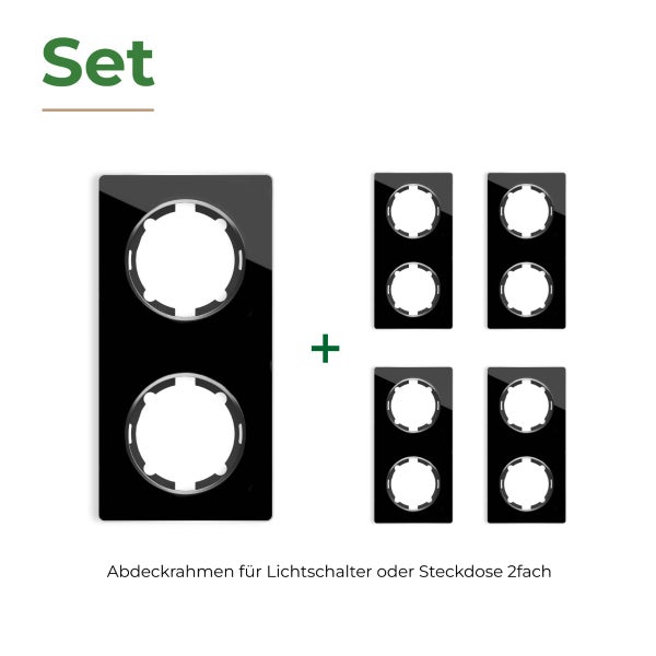 Set aus zweifachen Abdeckrahmen für Lichtschalter oder Steckdosen in rechteckiger Ausführung
