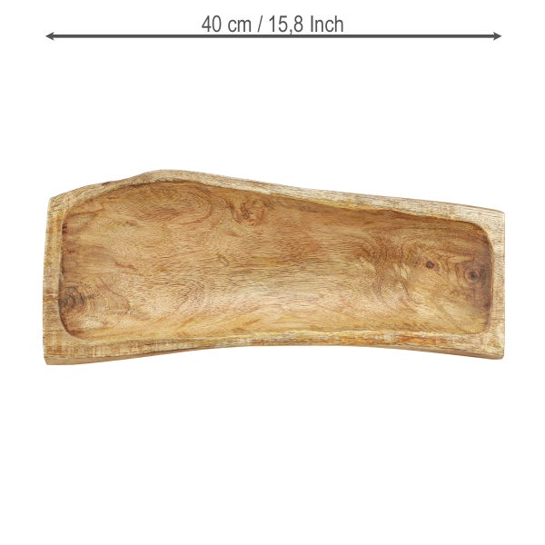 Rechteckige Schale aus Mangoholz, 40 cm lang