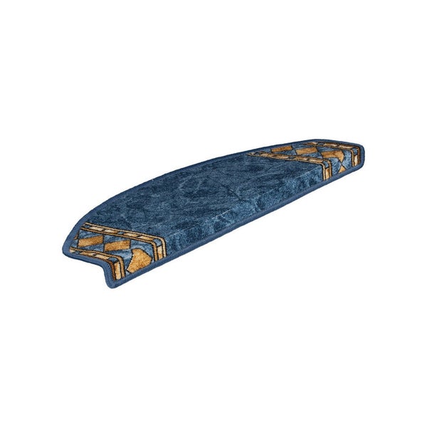FLOORDIREKT Stufenmatte Rügen Selbstklebend Strapazierfähig Blau Halbrund 65 x 23,5 cm