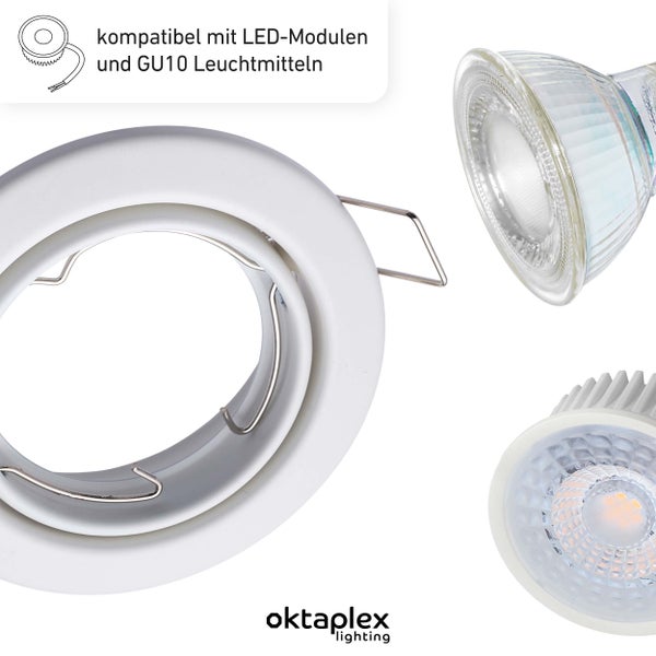 Deckenleuchte 3000K 6x Schwenkbar Dijon mit Nizza LED Modul 4,8W 230V 380lm Einbaustrahler Weiß Lochmaß 68mm