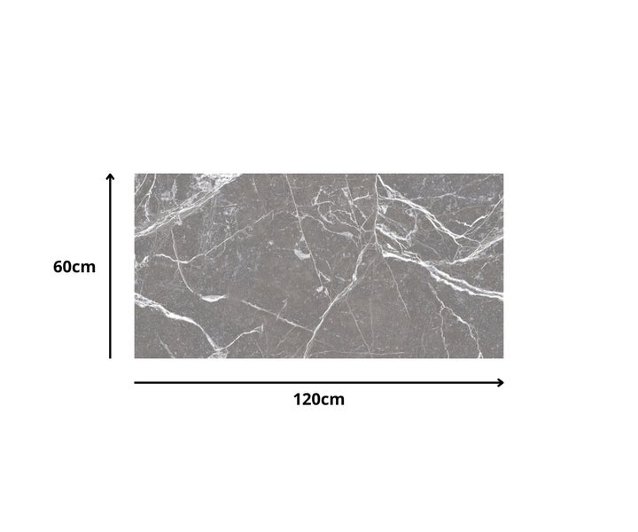 Feinsteinzeug Wand- und Bodenfliese Premium Marble Statuario Grau 60 x 120 x 0,9 cm glasiert poliert rektifiziert