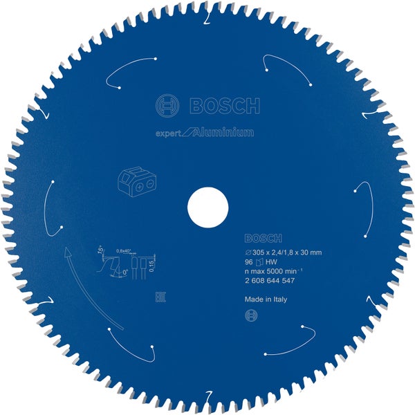 Bosch Kreissägeblatt Expert for Aluminium für Akku-Gehrungssägen 305 x 2,4 / 1,8 x 30 96 Zähne - 2608644547