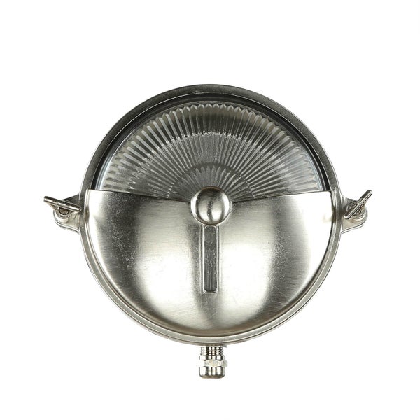 Runde Wandleuchte mit geriffeltem Glas und Metallgehäuse