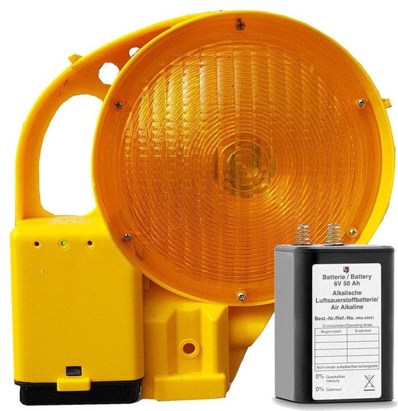 Powerblitz UvV - Warnblitzleuchte einseitig - LED Blitz Klasse L8L - Innenschalter / mit 1 x 50 Ah Batterie