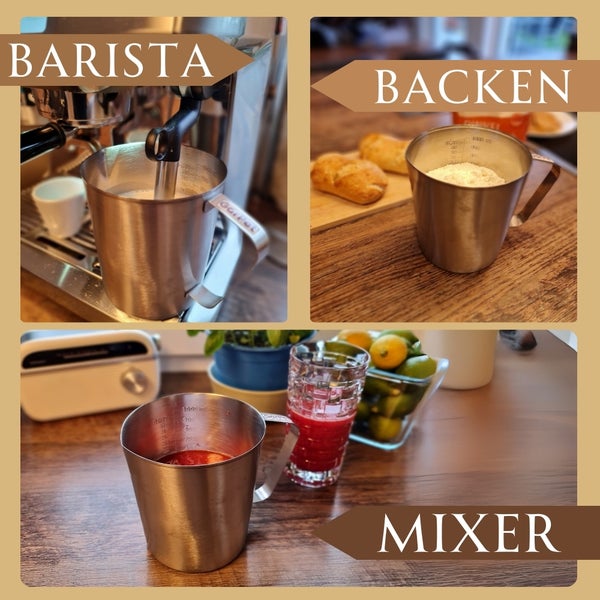 Messbecher Edelstahl Messbecher 1l Cocktail Meßbecher Litermaß spülmaschinenfest ML OZ 1000 ML Messkanne Milchkännchen Milchaufschäumer