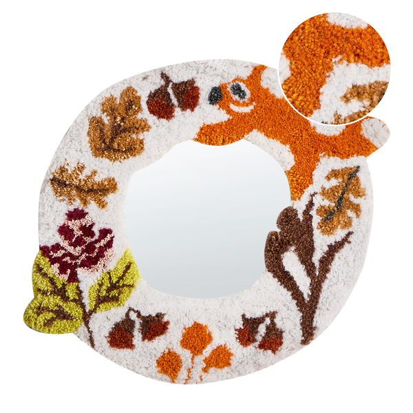 Dekorativer Spiegel mit Waldtiermotiv und Blättern