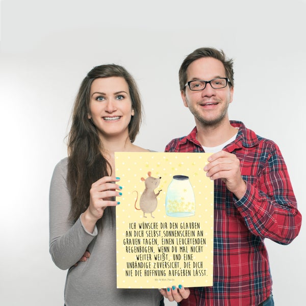 Mr. & Mrs. Panda DIN A3 Poster Maus Sterne - Gelb Pastell