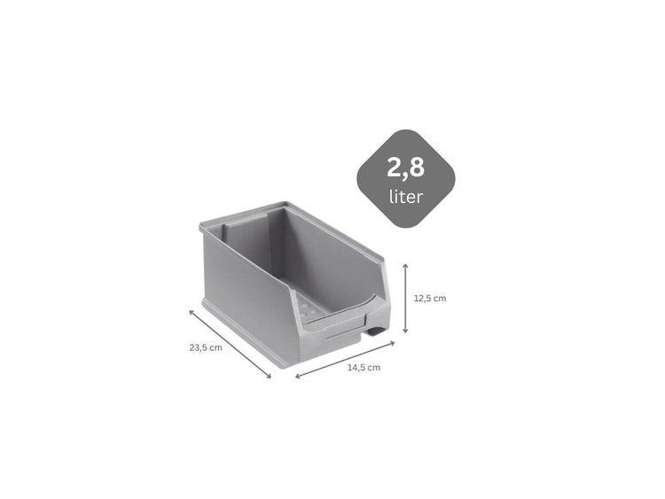 PROREGAL SparSet 5 x Graue Sichtlagerbox 3.0 HxBxT 12,5 x 14,5 x 23,5 cm 2,8 Liter Sichtlagerbehälter Sichtlagerkasten