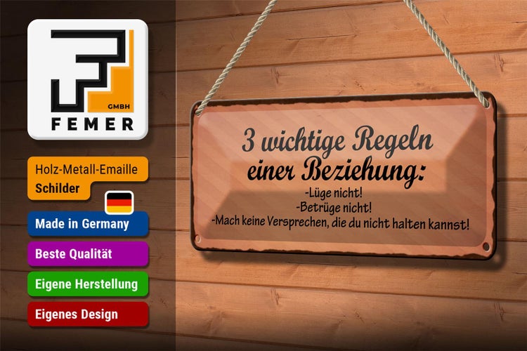 Blechschild Spruch 27x10cm Beziehung lüge betrüge nicht Dekoration