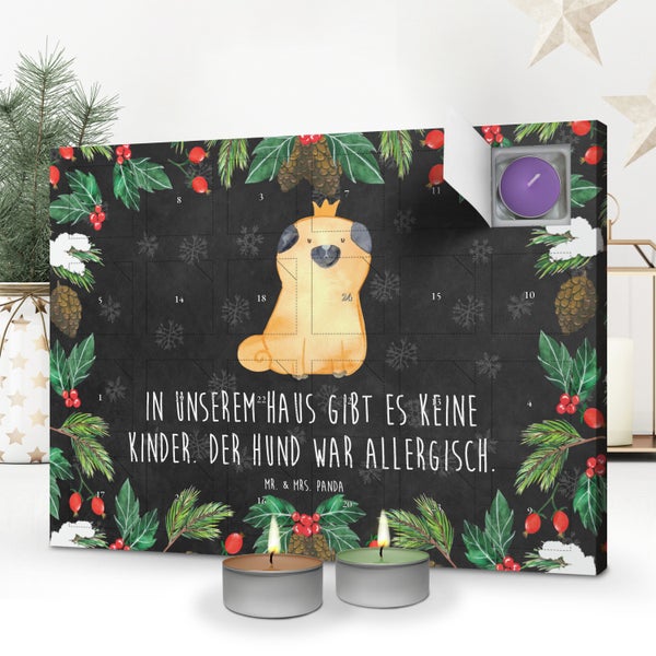 Mr. & Mrs. Panda Duftkerzen Adventskalender Mops Krone - Schwarz