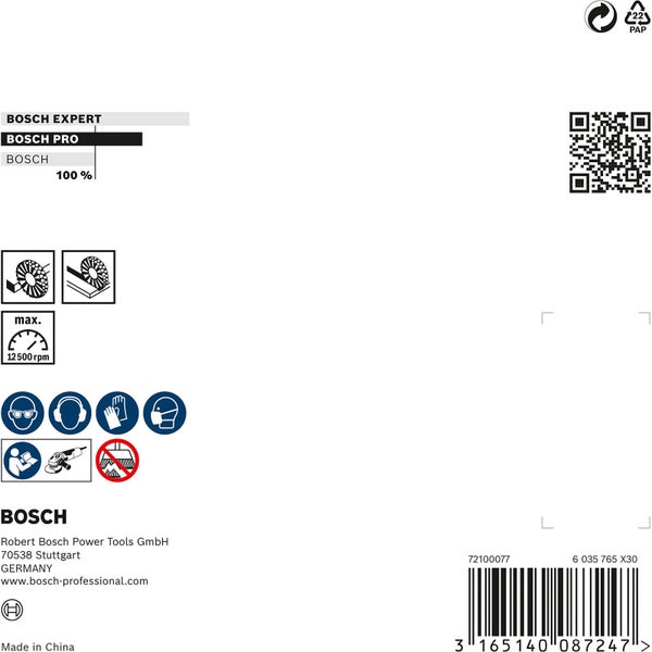 Bosch Logo, Papierverpackung, Sicherheitshinweise und Barcode