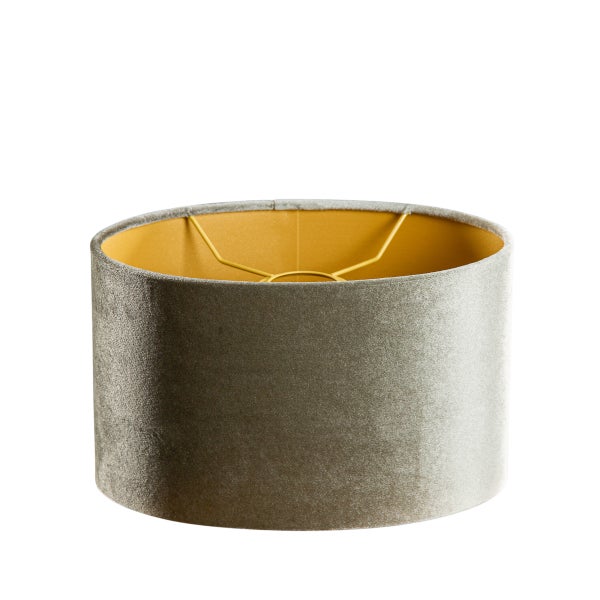 Samtlampenschirm grün mit goldener Innenseite oval 25/16/15
