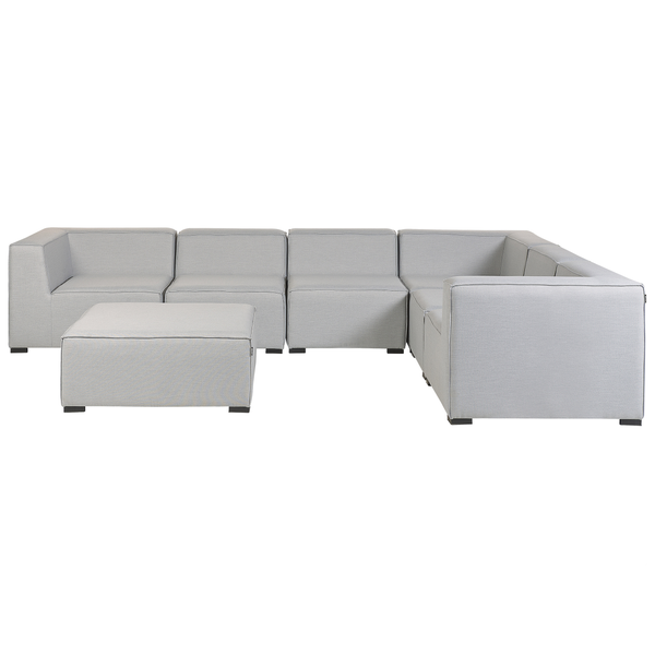 Garten Ecksofa mit Ottomane 7-Sitzer AREZZO linksseitig modular Hellgrau