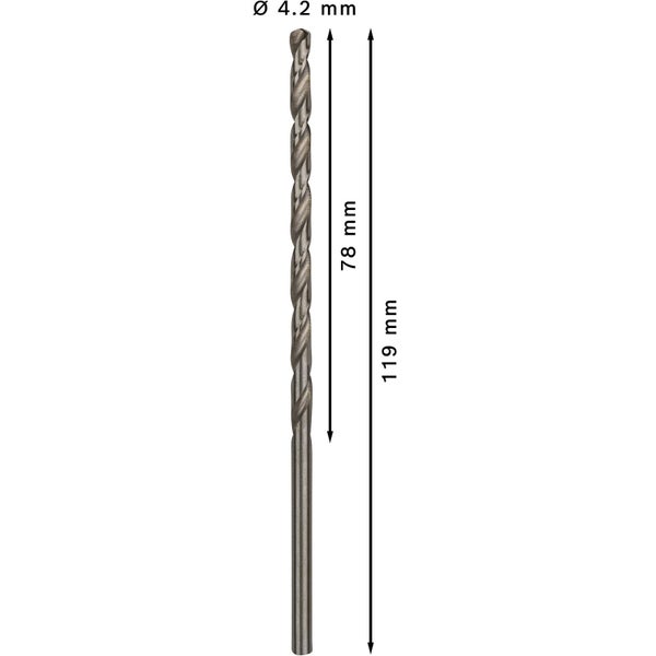 Metallbohrer mit 4,2 Millimeter Durchmesser und 119 Millimeter Länge