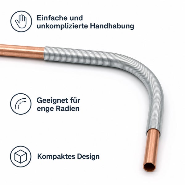 Rohrbiegefeder für Kupferrohre für einfache Handhabung und enge Biegeradien bei kompaktem Design