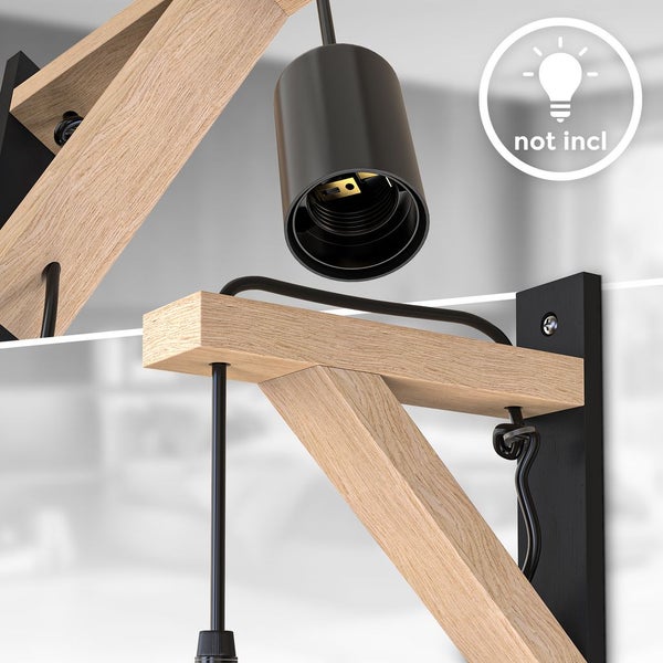 Wandleuchte - retro, schalter, mit Stecker, E27 Fassung, schwarz