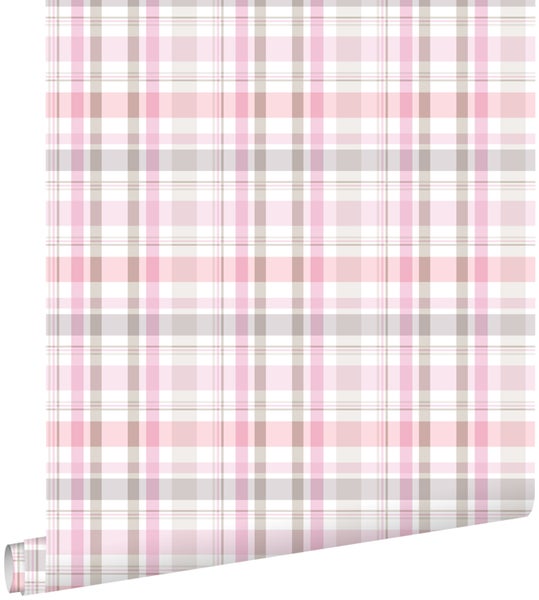 ESTAhome Tapete Karomuster Hellrosa - 53 cm x 10.05 m - 138824