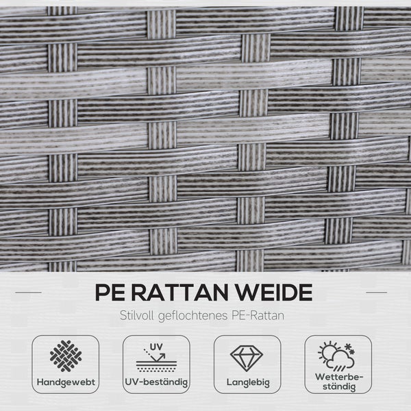 Outsunny 5-tlg. Gartenmöbel-Set, L134 x B60 x H75 cm, PE-Rattan, Metall, Polyester, Gehärtetes Glas, mehrfarbig