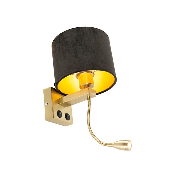 Wandleuchte mit Stoffschirm und flexiblem Lesearm