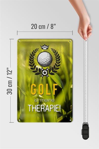 Blechschild Spruch 20x30cm Golf ist meine Therapie Schild