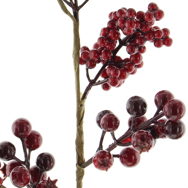 FRANK FLECHTWAREN | Deko-Zweig Rote Beeren, KUNSTSTOFF, METALL, Gesamtlänge 73 cm