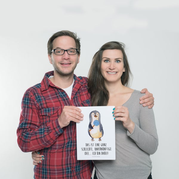 Mr. & Mrs. Panda DIN A4 Poster Pinguin Lolli - Weiß