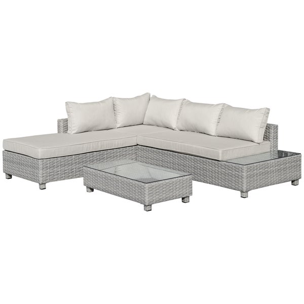 Outsunny 3-tlg. Gartenmöbel-Set, 209B x 83T x 59H cm, Aluminium, PE Rattan, Polyester, grau